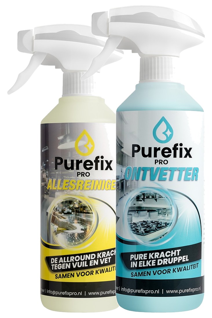 Purefix Pro Allesreiniger en Purefix Pro Ontvetter sprayflessen